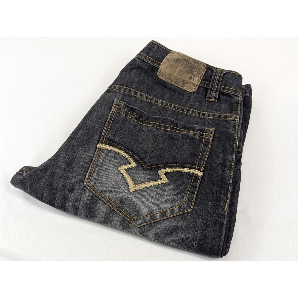 Southpole Mens 38x31 Baggy Relaxed Jeans Black Wash Y2K‎ Streetwear Embroidered